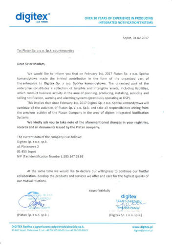Письмо от компании Platan
